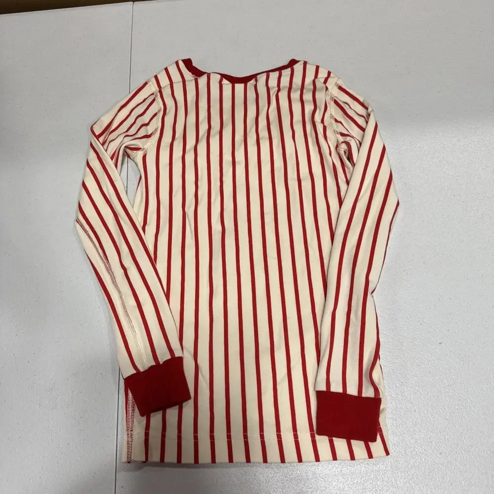 Hanna Andersson Boys Pajama Set & Pjs Top 120 6-7 Blue Plaid Red Stripes Holiday